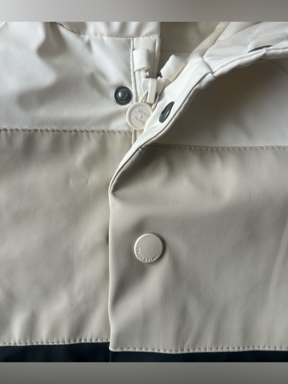 Zara Kids Cream & Black Colorblock Raincoat with Hood - Picture 3 of 6